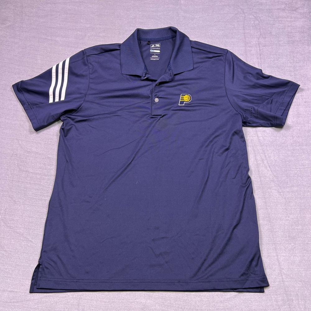 Adidas Indiana Pacers Performance Polo Shirt Men's Large Navy Blue Coolmax‎ Golf